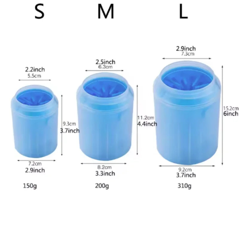 Portable Dog Paw Cleaner Cup — Soft Silicone Bristles, 3 Sizes & Colors