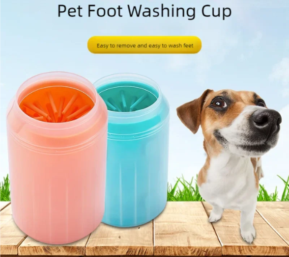 Portable Dog Paw Cleaner Cup — Soft Silicone Bristles, 3 Sizes & Colors
